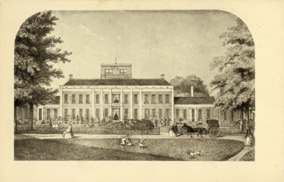 14185 Gezicht op de voorgevel van Paleis Soestdijk te Soestdijk (gemeente Baarn) uit het noordoosten.01-01-1905-31-12-1910